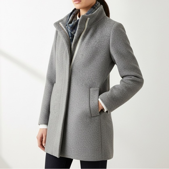 J. Crew Jackets & Blazers - J. CREW Wool Standing Collar Zip City Coat in Heather Gray J6203
